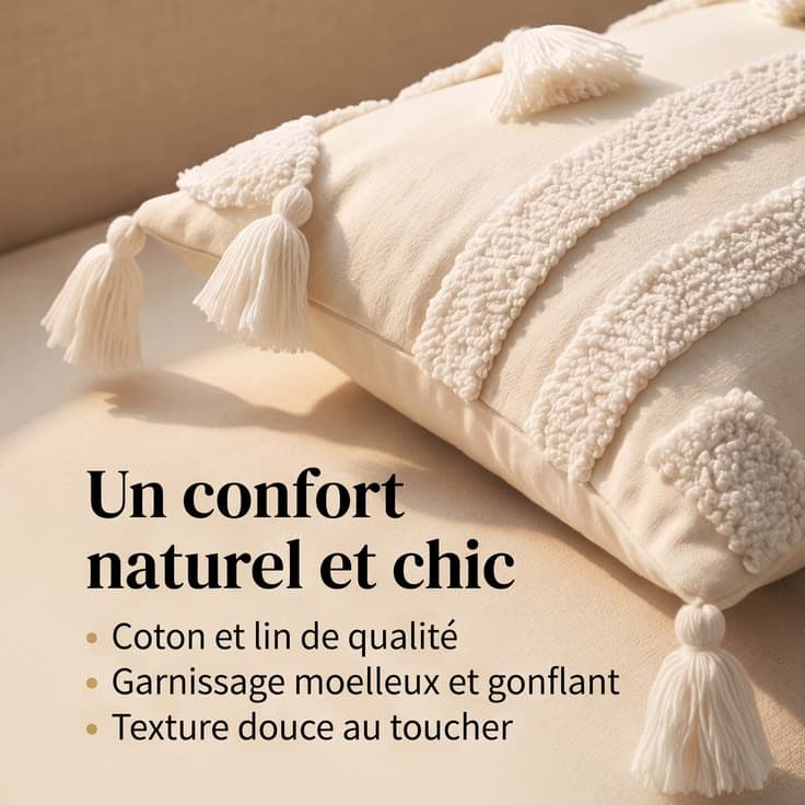 Coussin pompons — Crème